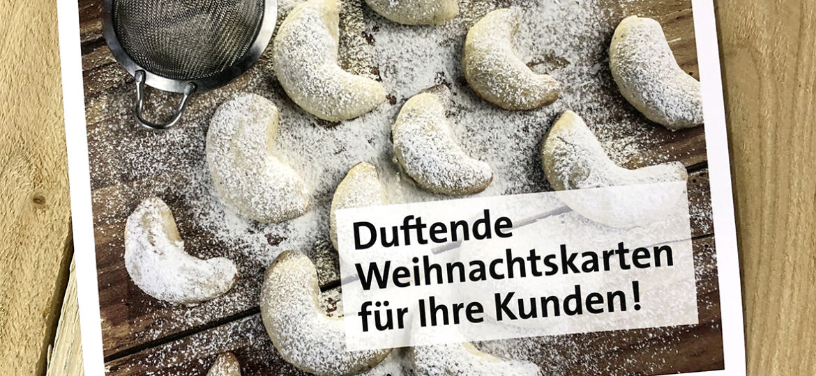 Weihnachtskarte mit Duft im Vanillearoma von Wallimann Druck und Verlag AG.